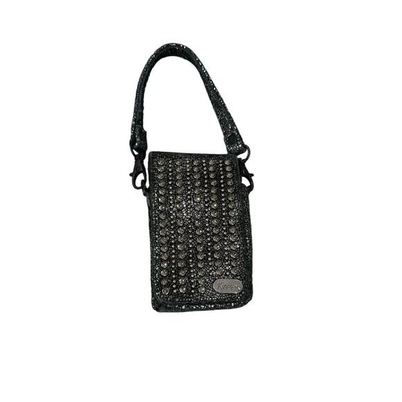 Kippys Leather Gunmetal Rhinestone Stud Western Wear Small Handbag Belt Pouch - Picture 1 of 10